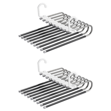 Anplus 9層節省空間防滑裙褲架, 白色 + 黑色, 2個