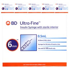 벡톤디킨슨 울트라파인 0.25 x 6 mm 0.5ml 당뇨관리 인슐린 주사기, 6개