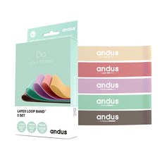 andus 乳膠環帶 5 種 + 小袋套組, 奶油黃+珊瑚粉色+薰衣草紫+薄荷綠+棕色