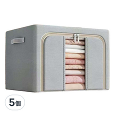 小麥購物 牛津布透明視窗收納箱 L182 100L, 高級灰, 5個