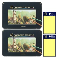文化鉛筆 48色彩色鉛筆 鐵盒 + Tukovi 便利貼組, 黃色(便利貼), 2套