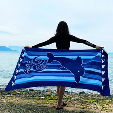 度假 Best 柔軟沙灘巾 特大尺寸 100 x 180 cm, 跳舞的鯨魚, 1個