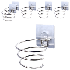 免鑽304不鏽鋼 6個 銀色 壁掛式浴室吹風機收納架 強力黏貼