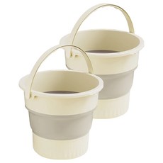 折疊水桶 25 x 20cm 5L 370g 2個, 奶油色, 1組