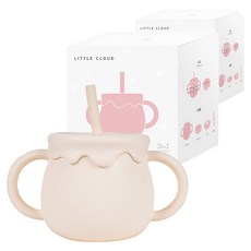 리틀클라우드 꿀단지 멀티 빨대컵, 250ml, 2개, 크림