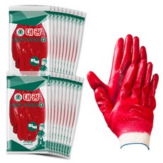 오런 대광 힘써 실완전코팅장갑 L, 빨간색, 20개