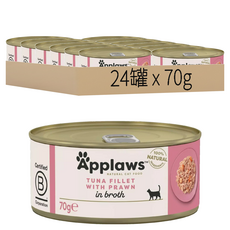 Applaws 天然鮮食貓罐, 24個, 70g, 鮪魚蝦仁