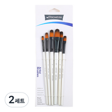 블랙트리 화이트펄 수채화 필버트붓 6종 세트, 2세트