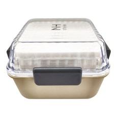 SHOWA正和 NHstyle 簡約透明便當盒 (小) 上層220ml/下層400ml, 卡其色, 1個