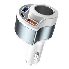 River Fox 三孔快充智慧型點菸器擴充器充電器, KUC02, 白色