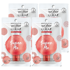 MENTHOLATUM 曼秀雷敦 水彩潤唇膏 10種天然植物萃取 絲滑柔順的自然唇色, 01 閃耀紅, 4支, 3g