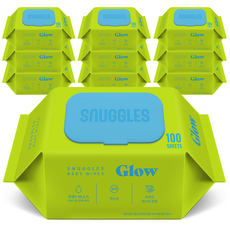 스너글스 글로우 유아용 피부 저자극 인증 아기물티슈 엠보싱 캡형, 10팩, 80매, 65g