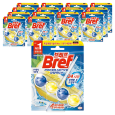 브레프 파워액티브 변기세정제 스파클링 레몬향, 50g, 15개