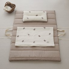 Chez bebe 孩童用60支棉動物刺繡午睡墊, 灰兔款