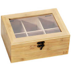 kela 6格竹製茶包收納盒, 1個, 褐色