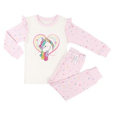 Maykids 女童款閃亮獨角獸30支羅紋上下衣套裝