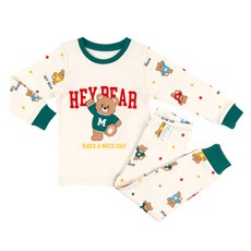 Maykids 兒童彩色小熊圖案30支羅紋棉上下衣套裝