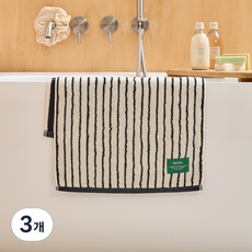 모던하우스 STF 핀스트라이프 세면타월 190g 40 x 80 cm, 3개, 블랙