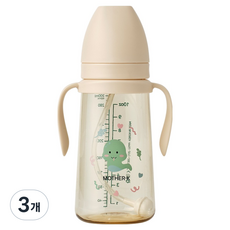 마더케이 베이직 PPSU 뱀뱀 추 빨대컵, 300ml, 3개, 크림