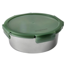 Corelle Brands 康寧餐具 Snapware Eco Fresh 可微波 316 不鏽鋼保鮮盒 1550ml, 不鏽鋼 銀色 + 綠色, 1個