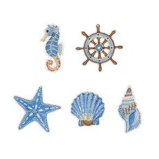 DCLARE 水鑽鑽石畫雙面鑰匙圈製作5件DIY套組, 海洋, 1套