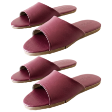 TAIWAN SLIPPER 台灣犀利趴 純色 皮質室內拖鞋, 波爾多紅, 2雙