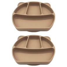 矽膠吸盤餐盤, 可可棕色, 2個, 330g, 630ml