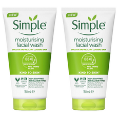 Simple 清妍 親膚系列 溫和保濕潔顏乳 維他命E+2倍B5 不含皂配方, 150ml, 2件