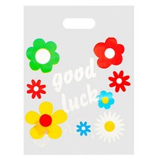 만들하비 플라워 디자인 반투명 선물용 손잡이 비닐 쇼핑백 50p, 혼합색상, 1세트