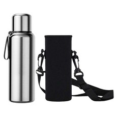 316不鏽鋼全鋼長效保溫瓶 內膽316不鏽鋼+304不鏽鋼 附杯套, 鋼本色, 1L, 1個