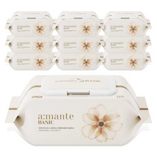 아망떼 베이직 엠보싱 물티슈 캡형, 120매, 10개