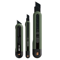 델리 홈시리즈 커터칼 그린 T형 + 9mm + 18mm 세트 EHT4003L, 1세트