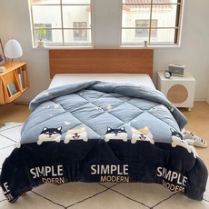 LoveCity 寢城之戀 超保暖重磅雙面法蘭絨暖暖被, 柴犬 藍色