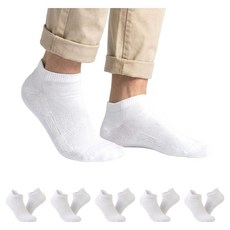 온앤모아 남성용 발목 양말 단목 5켤레, 화이트, 1세트