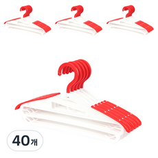 3D 고리회전 회전옷걸이, 화이트 + 레드, 40개