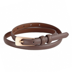 真皮牛皮女士針釦細腰帶 LL151, 97.5 x 1.5cm, 卡其, 1條