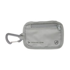 TRAVELON RFID防盜貼身包(灰)|隨身包 隱形包 防搶包, 小包(12.5 x 9 x 0.2cm) + 扣鎖(5.5 x 3.5cm), 灰色