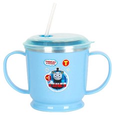 THOMAS&FRIENDS 湯瑪士小火車 防漏不鏽鋼雙耳吸管杯 K0046, 藍色, 250ml, 1個
