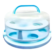 TRIARROW 三箭牌 大手提蛋糕盒 贈杯子蛋糕架, 蛋糕收納盒 30x30x15.6cm 藍色, 1個