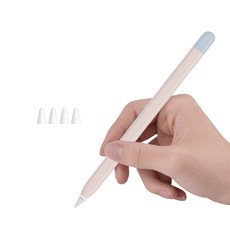 VIEWSEE Apple Pencil 第1代 雙色保護殼 + 高摩擦 D型 筆尖保護套 4入組, 粉紅色, 1套