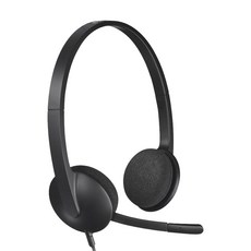 logitech 羅技 USB有線耳機麥克風, H340, 黑色