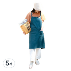 IAMPANDA 亞麻棉連身圍裙, 深綠色, 5個
