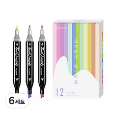터치마크 동아 touch mark 디자인 트윈마카 마카롱, 12색, 6세트