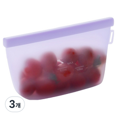 네이쳐리빙 릴리브 더블락 실리콘 지퍼백 퍼플, 500ml, 1개입, 3개
