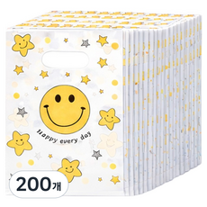 아싸레 PE 손잡이 비닐 쇼핑백 중 25 x 35 cm, 스마일, 200개