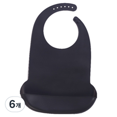 소울리치 튼튼하고 편리한 성인용 턱받이 XL 35.5 x 52 cm, 블랙, 6개