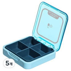 리치쌀봉 편리한 다기능 요일별 약통 케이스 블루 7.8 x 7.8 x 2 cm, 5개