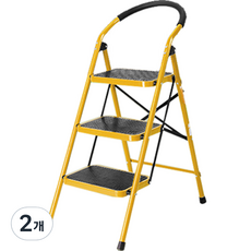 코끼리리빙 접이식 스툴 사다리 A형 옐로우, 2개