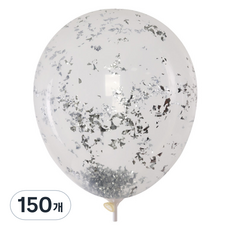 五彩紙屑氣球 30cm, 銀色亮粉, 150個