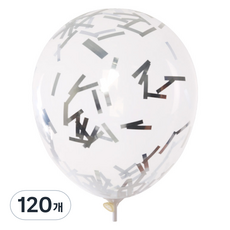 컨페티풍선 30cm, 김가루 실버, 120개